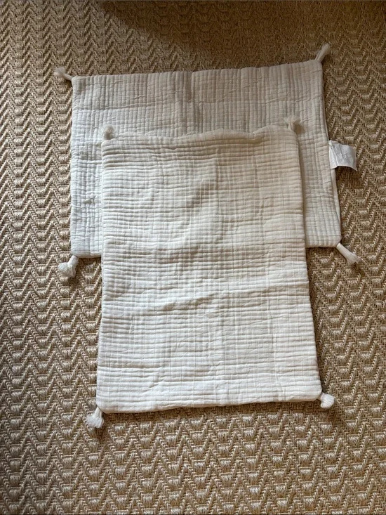 Cream Gauze Cotton Quilted pillow shams  - Set of 2 (standard)