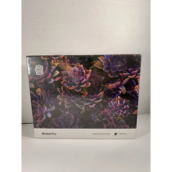 Better Co Purple Succulents 1000 Piece Puzzle - NEW Sealed Assembled 27.5” x 20”