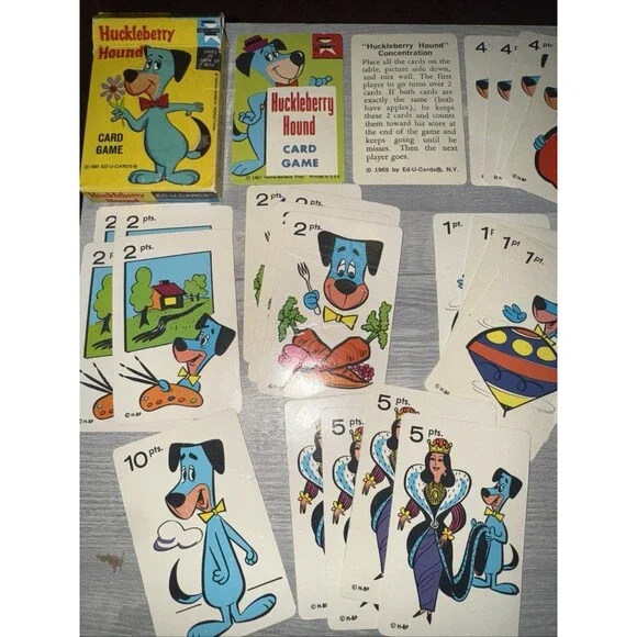 TG Hanna-Barbera HUCKLEBERRY HOUND Educational Card Game, Ed-U-Cards 1961