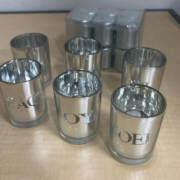 Joy Peace Noel Glass Votives & Candles Set (18 Pcs)