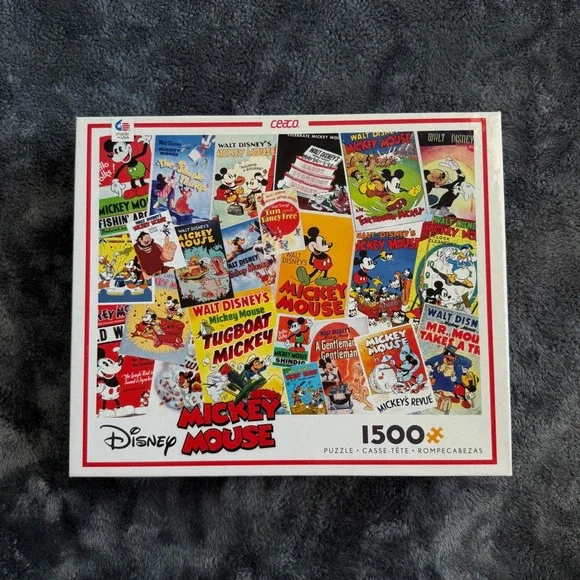 Ceaco Disney Mickey Mouse 1500 Piece Jigsaw Puzzle Vintage Movie Poster Collage