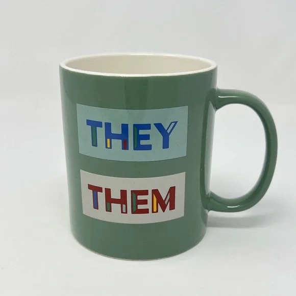 They Them Coffee Mug Pronouns Cup LGBTQ Pride Office Decor College Dorm Desk
