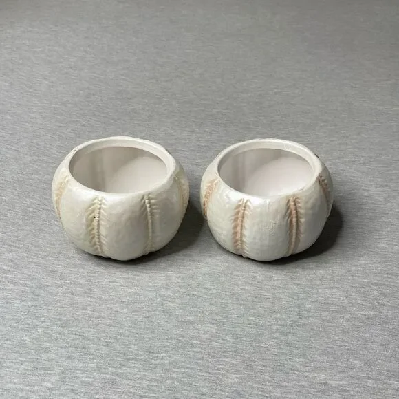 Target Biege 5” Round Pumpkin Ceramic Planter Pot 2 PCS. Set