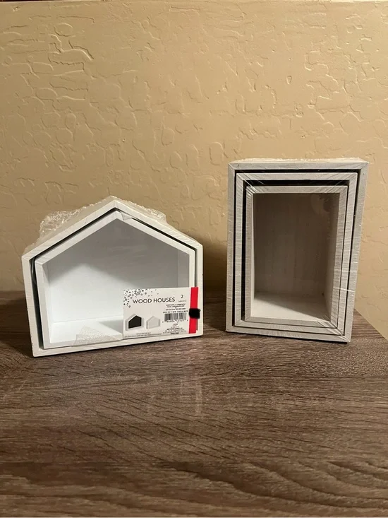 Target Bullseye Nesting Crates Houses White Wood Farmhouse Decor NWT