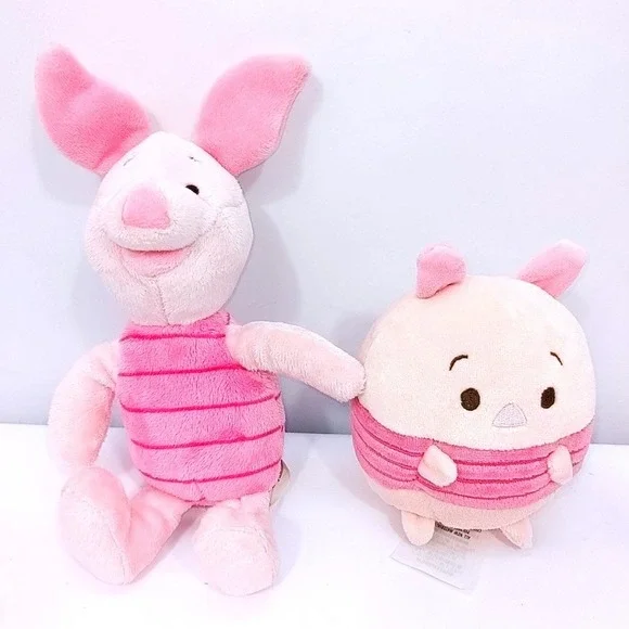 Disney Piglet Plush Lot Winnie the Pooh Tsum Tsum Stuffed Animal Toy Pink 2pc