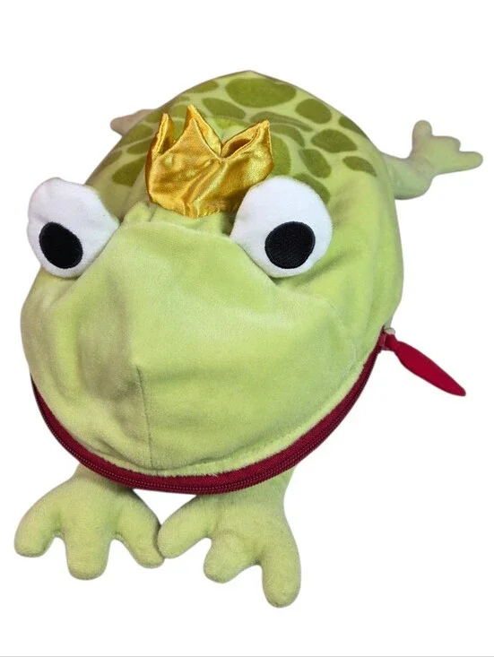 IKEA Green Frog Crown Prince Plush Zipper Mouth Fly Minnen Groda