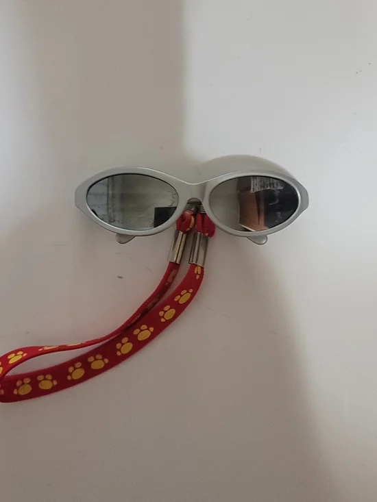 Build-A-Bear Silver Sunglasses Red Head Strap Yellow Pawprints Accessory Cat Eye
