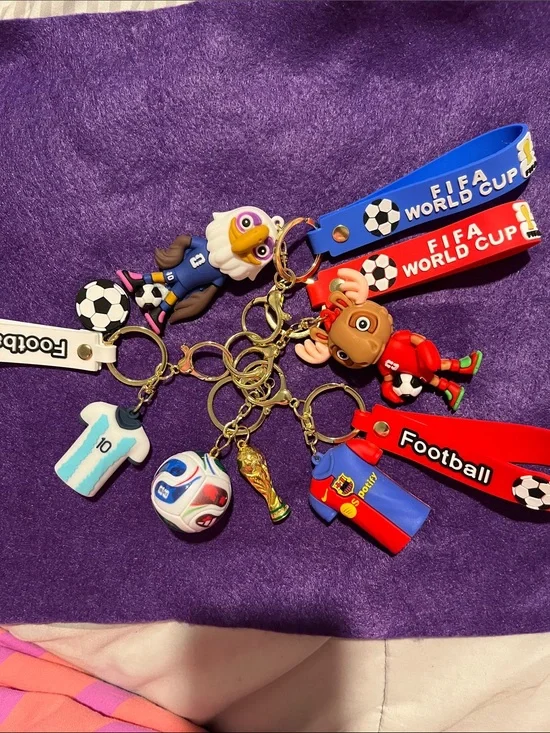 FIFA World Cup Kids Football Keychain Set - Purple, Blue, Red