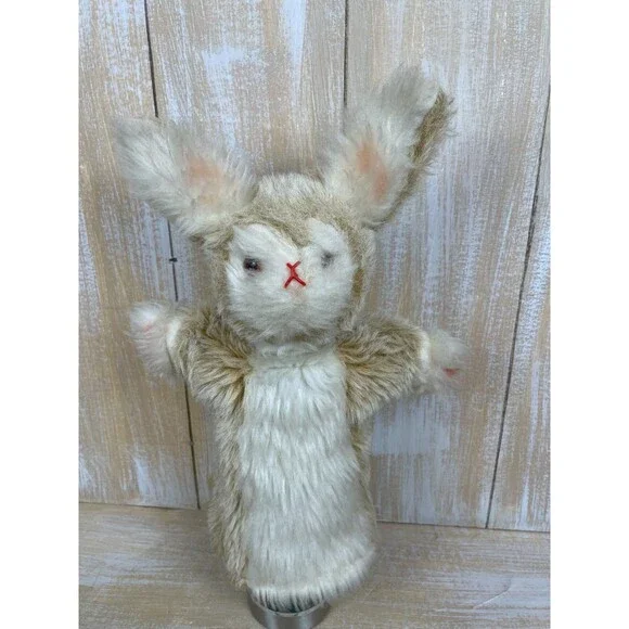 Vintage Rabbit Hare Hand Puppet Mohair Look Plush Bunny Puppet 14