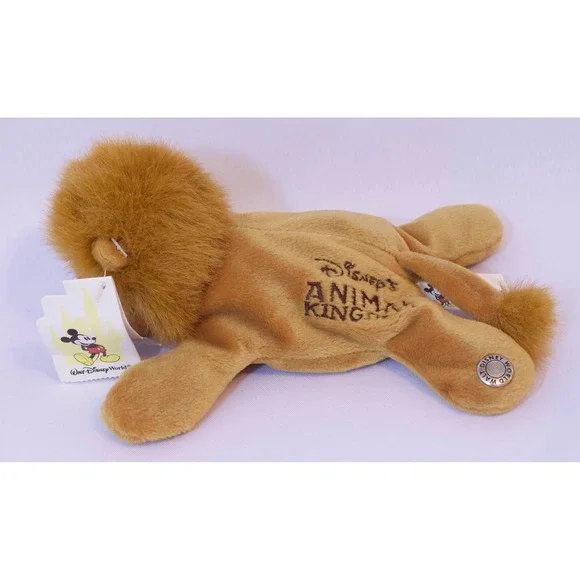 Vintage Disney Animal Kingdom Lion Plush Bean Bag with Working Sound and Tags