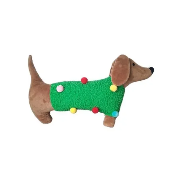 Target Wondershop Christmas Dachshund in Sweater 18in Shaped Decorative Pillow
