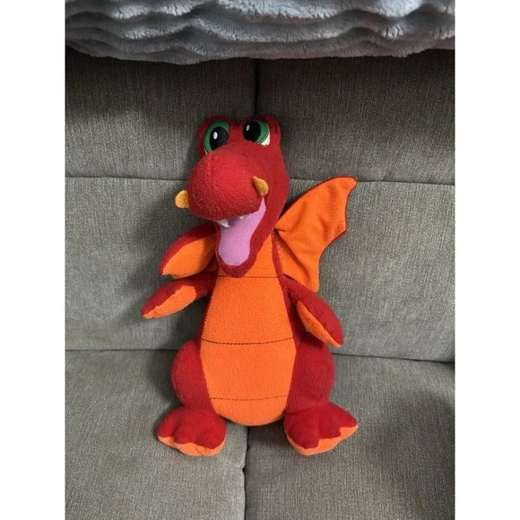 Red And Orange plush winged dragon Toy Factory details large green eyes