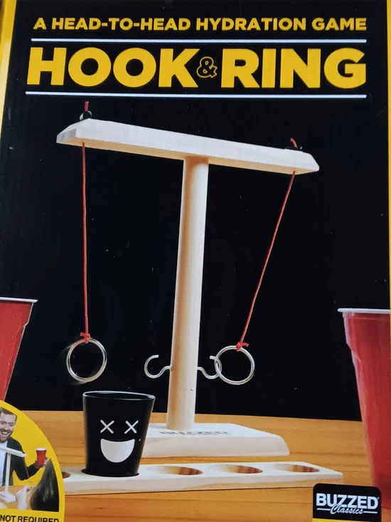 Brand New Hook & Ring Drinking Game - Black, Red, White
