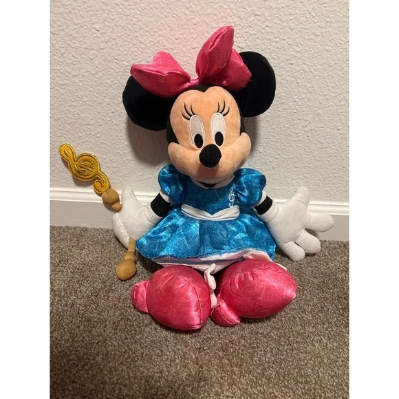 Disney Minnie Mouse Plush Toy Blue Dress Musical‎ G Clef Wand