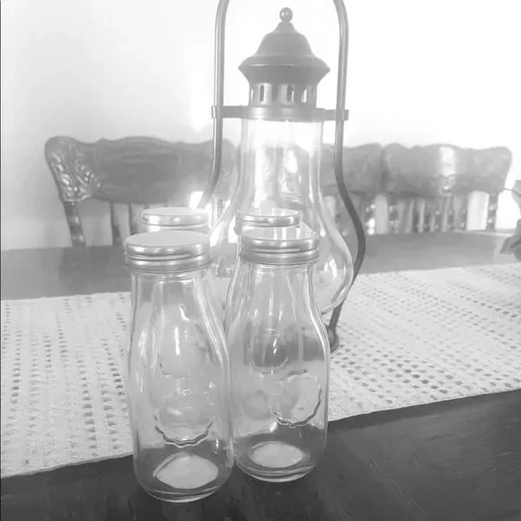 New! 4 Multi-use glass faux milk jars!