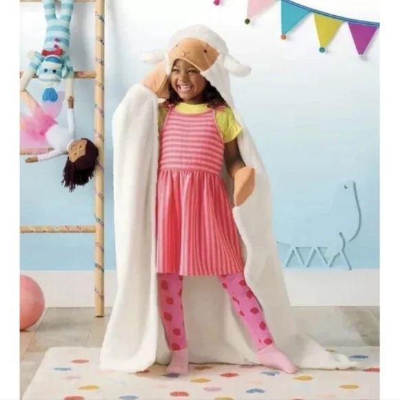 Nwt Pillowfort Kid's Boy Girl Easter/ Christmas Sheep Hooded Blanket One Size
