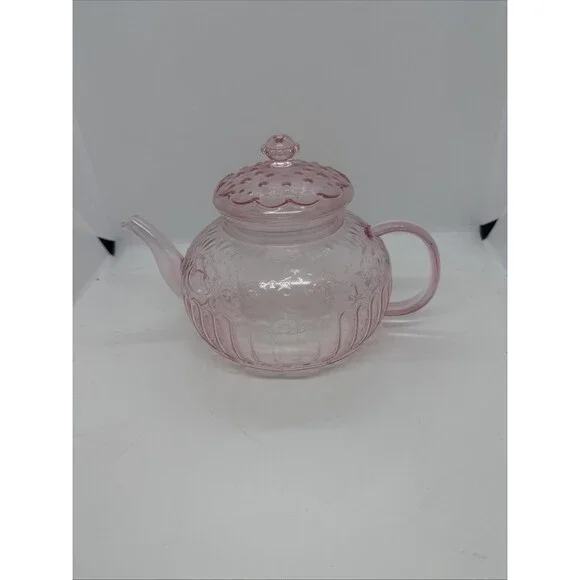 Target Bullseye's Playground Pink Glass Teapot with Clear Infuser Basket & Lid