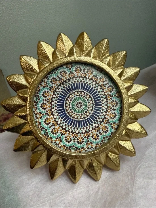 Gold Sunburst Wall Accent Mirror Cast Iron