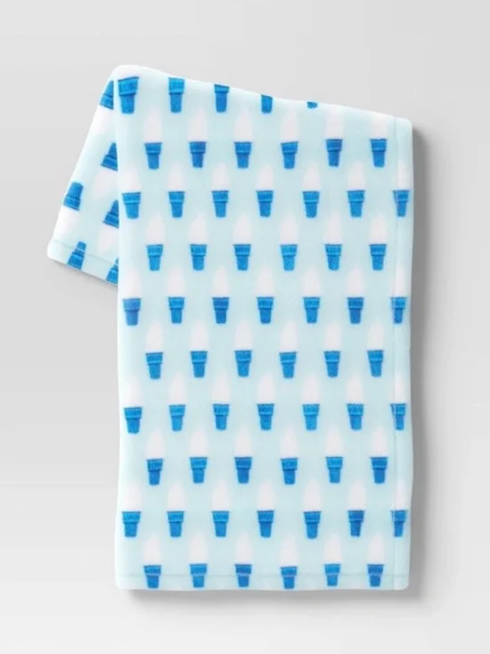 Ice Cream Cone Plush Throw Blanket Blue/White Summer Decor - Target