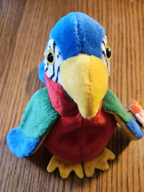 Ty Multicolor Plush Parrot Toy - Blue, Red, Green, Yellow Jabber 6.5