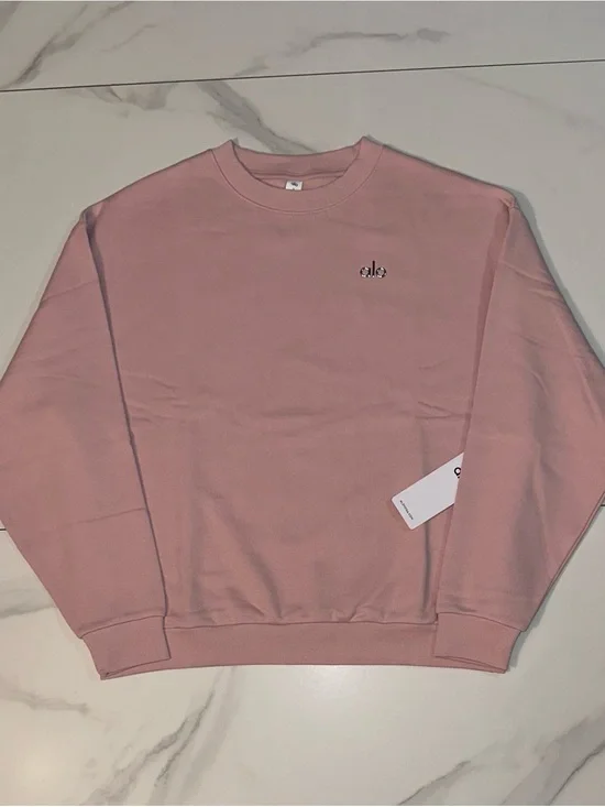 Alo Yoga Accolade Crew Neck Sweatshirt Pink Quartz Size XL
