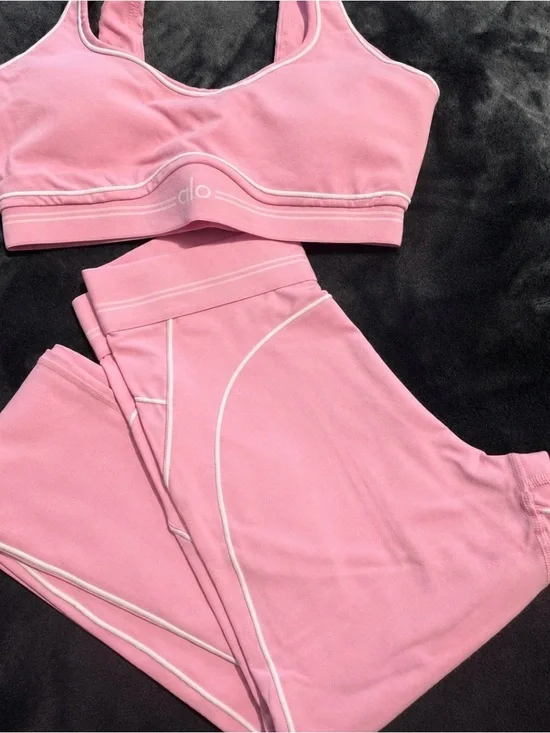 ALO Yoga Pink Seamless Sports Bra & Leggings Set