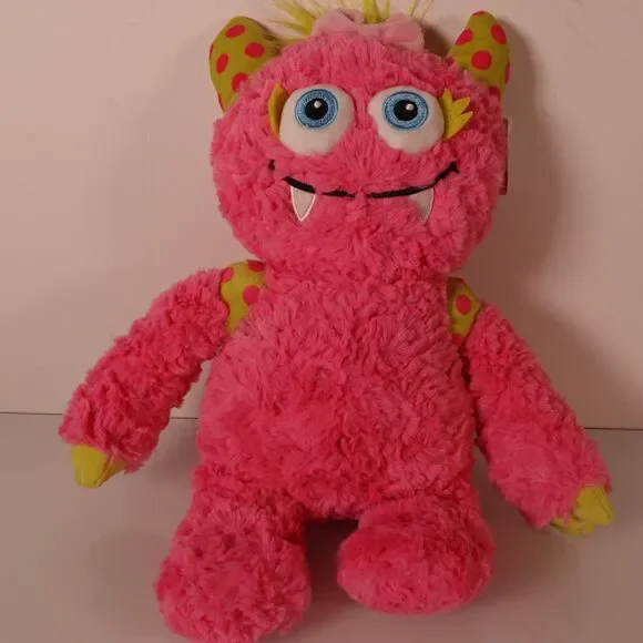 Gund Monsteroos Shasta 14” Stuffed Plush Pink, Neon Green, and Polka Dot NWT
