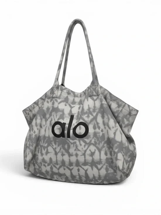 ALO Yoga Gray Tie-Dye Canvas Tote‎ Bag