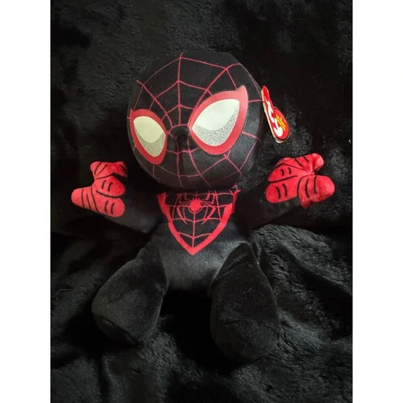 Ty Beanie Baby Marvel Miles Morales Spider-Man Plush Black Red Stuffed Toy NWT