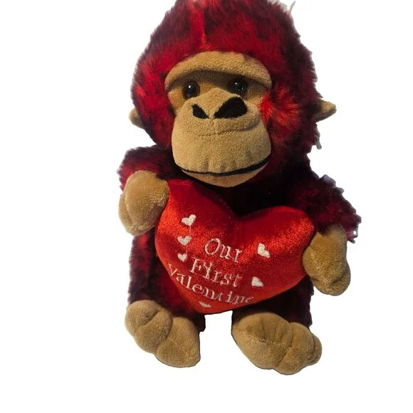 Dan Dee Plush Stuffed Toy Red Monkey Animal Doll Valentine's Heart Pillow 10
