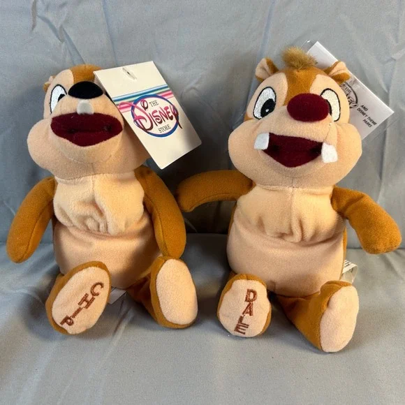Disney‎ Store Chip and Dale Bean Bag Plush Set Vintage 8 inch New with Tags