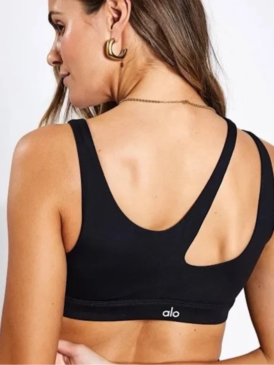 ALO Yoga Black Asymmetrical Sports Bra