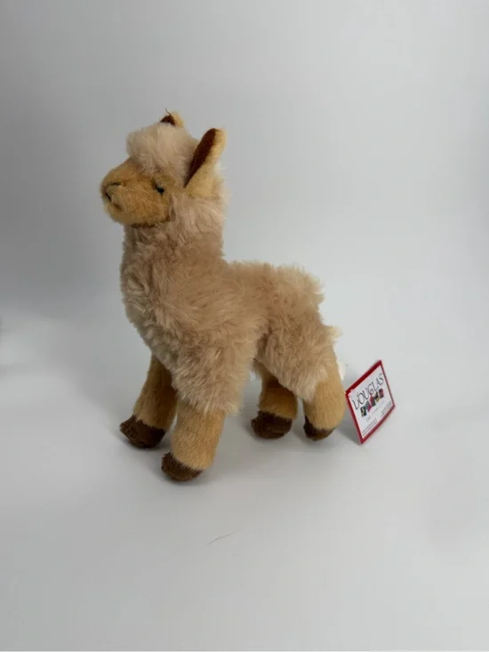 Douglas Cuddle Toy Alpaca Llama Plush Tan Beige Fluffy Stuffed Animal NWT