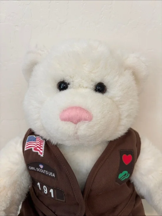 Build-A-Bear 15” bear with Girl Scout Uniform.