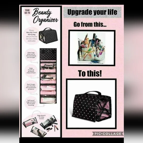 Mary Kay Black and Pink Heart Makeup Organizer