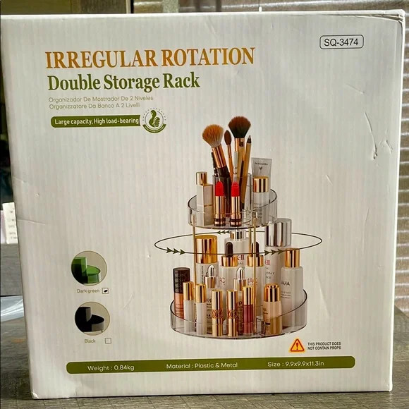 Irregular Rotation Double Storage Rack - Black