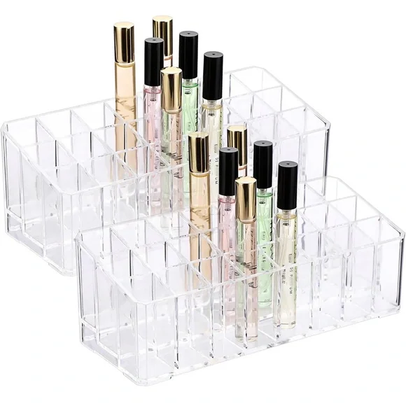 2 Pack Organizer, 24 Spaces Clear Acrylic Storage Case