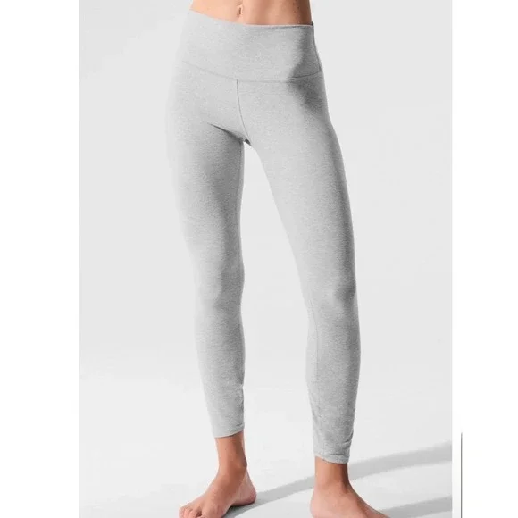 ALO Alosoft High-Waist 7/8 Highlight Legging In Athletic Heather Grey Size XXS