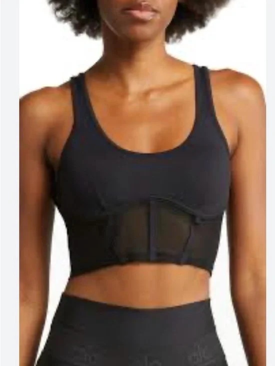 Alo Airbrush Mesh Corset Tank In Black Size Small