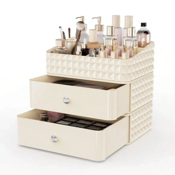Cream Makeup Storage Organizer with Drawers
