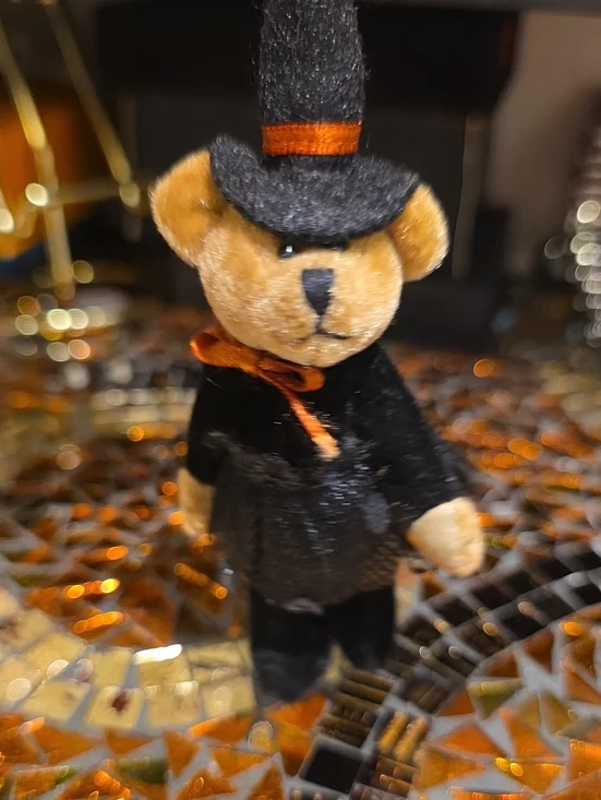 Boyds Bears Black & Orange Velvet Halloween Bear Ornament