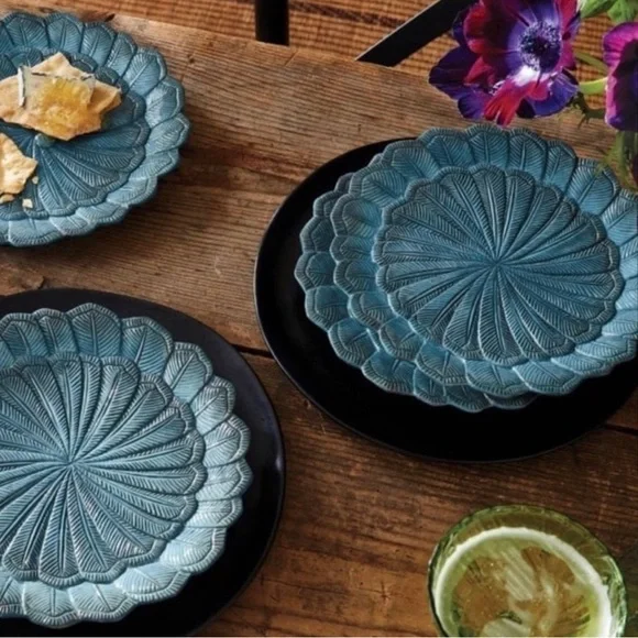 John Derian for Target 4 piece 9” Stoneware Feather Salad Plates (Set of 4)