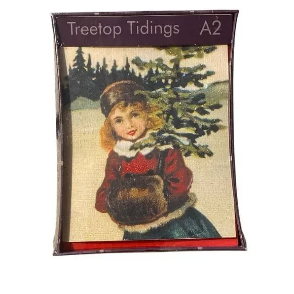 Vintage Treetop Tidings Victorian Holiday Christmas Cards 18 New Ephemera A2