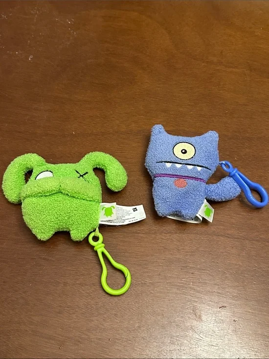 2019 Ugly Dolls Plush 5” Lime Green Ox and Purple Ugly Fog Monster Clip-On