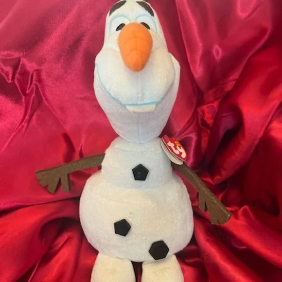 Ty Sparkle Beanie Baby Olaf the Snowman plush‎ toy DISNEY with Santa hat