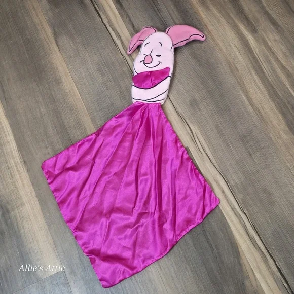 Piglet Baby Lovey Security Blanket Satin Winnie The Pooh Disney Pink Plush Toy
