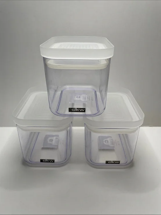 Clear Plastic Food Storage Containers with White Lids - 3-Pack