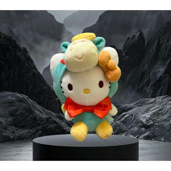Hello Kitty Year of the horse Plush in Teal, Yellow & Red Bow