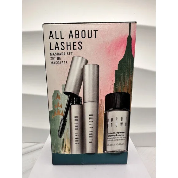 Bobbi Brown All About Lashes Mascara Set 2XSmokey Eye Mascara+Makeup Remover NIB