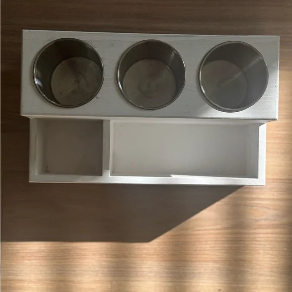 White Makeup Organizer with Silver Compartments